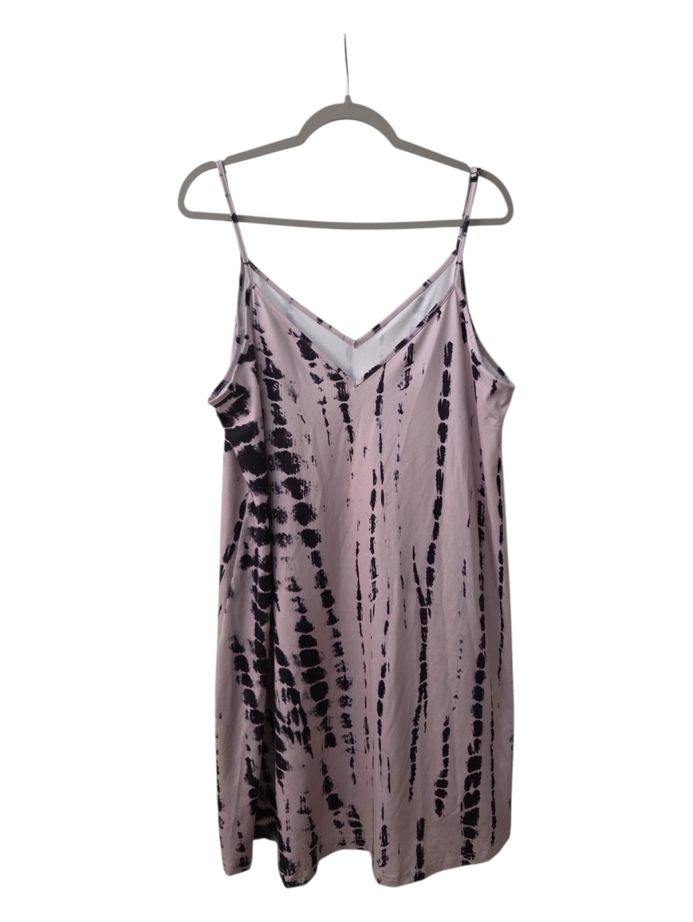 SHEIN Tie Dye V-Neck Spaghetti Strap Mini Dress 2XL Pink Beige